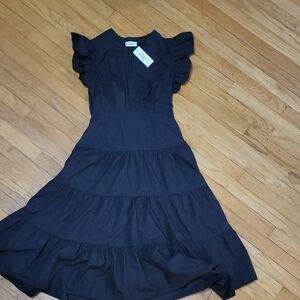 Elegant Black Ruffle Sleeve Dress